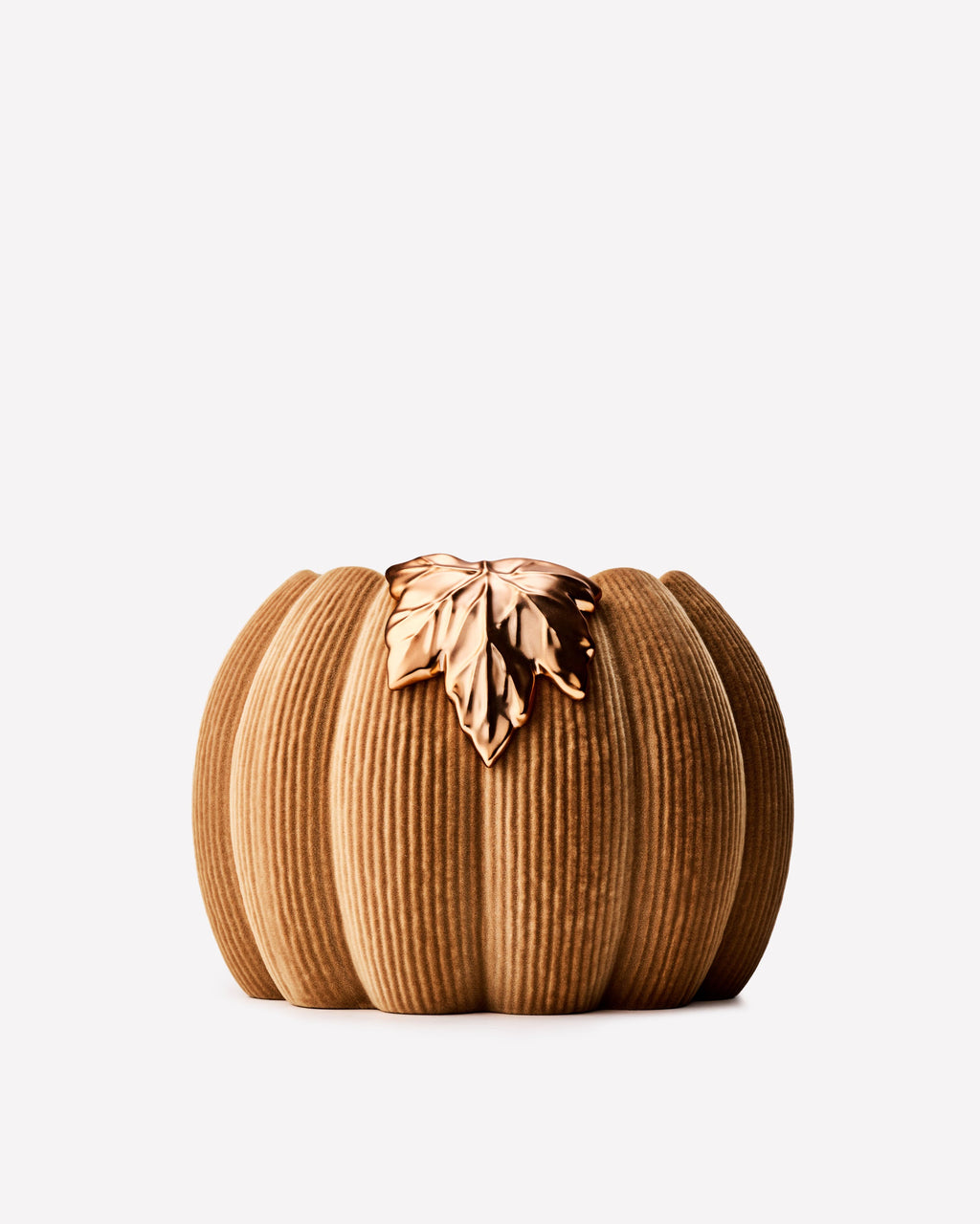 Tan Corduroy Pumpkin 3-Wick Candle Holder