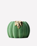 Green Corduroy Pumpkin 3-Wick Candle Holder